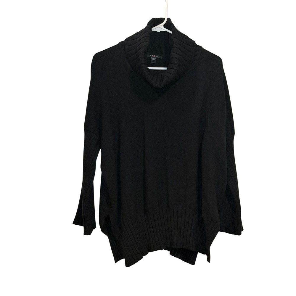 Cyrus Black Oversized Turtleneck Sweater Womens Large Ribbed Knit Cozy Fall